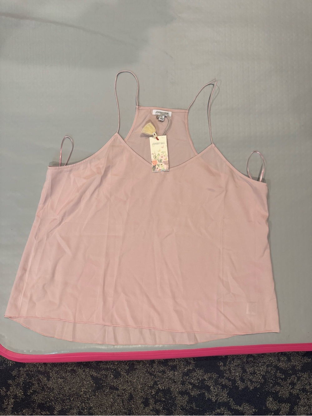 Johnny Was Pink Spaghetti Strap V-Neck Cami